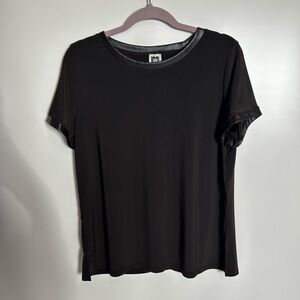 Anne Klein Short Sleeve Top with Leather‎ Trim